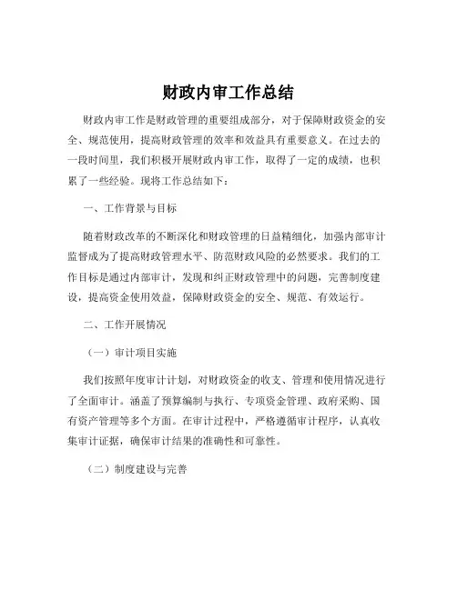 财政内审工作总结