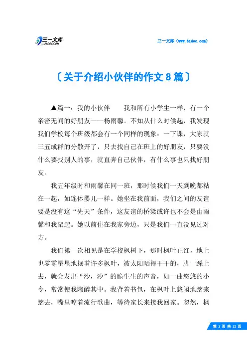 关于介绍小伙伴的作文8篇