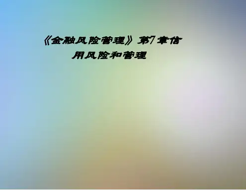 《金融风险管理》第7章信用风险和管理