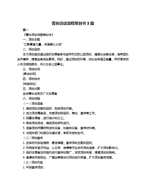 青协活动流程策划书3篇