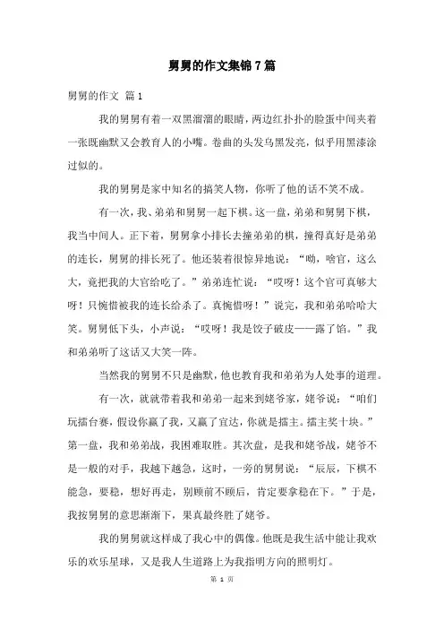 舅舅的作文集锦7篇