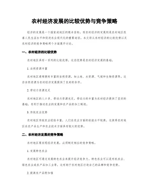 农村经济发展的比较优势与竞争策略