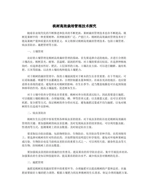 桃树高效栽培管理技术探究