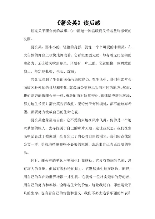 《蒲公英》读后感
