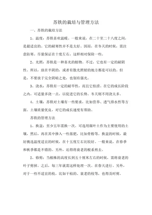 苏铁的栽培与管理方法