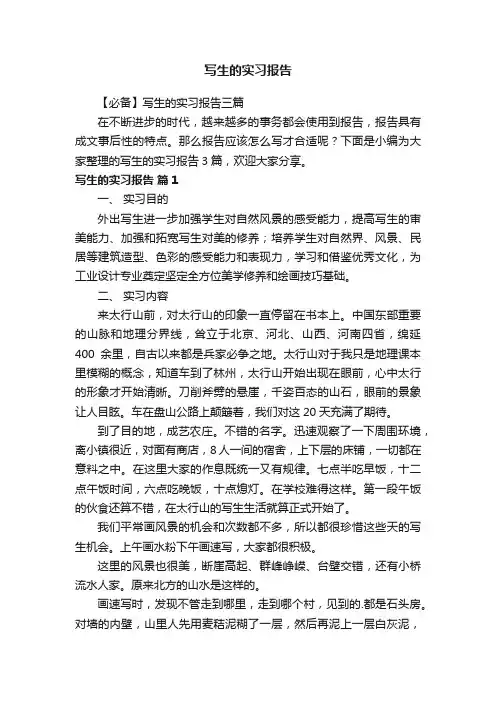 写生的实习报告