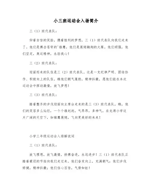 小三班运动会入场简介