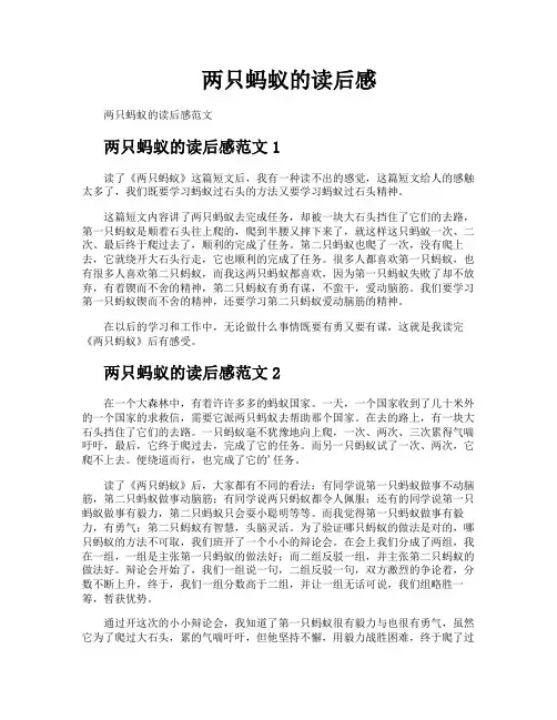 两只蚂蚁的读后感
