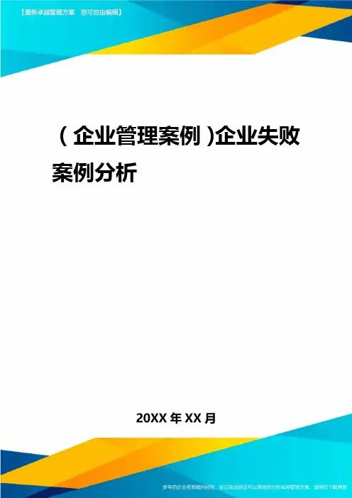 2020年(企业管理案例)企业失败案例分析