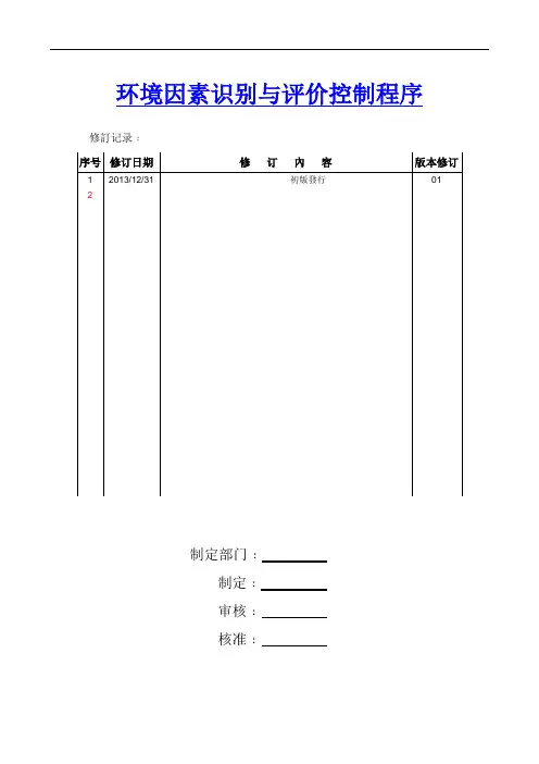 环境因素识别与评价控制程序