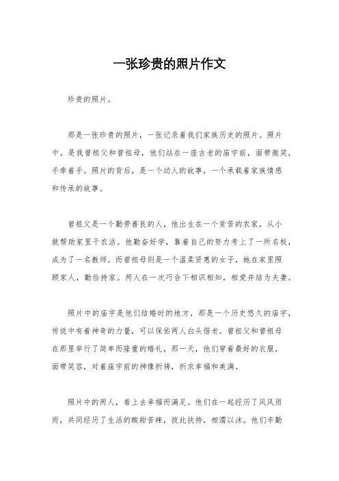 一张珍贵的照片作文