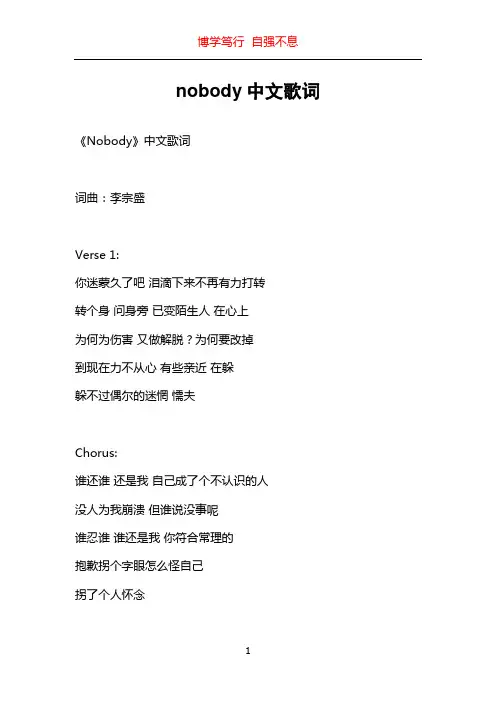 nobody中文歌词