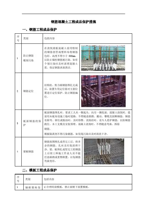 钢筋混凝土工程成品保护措施