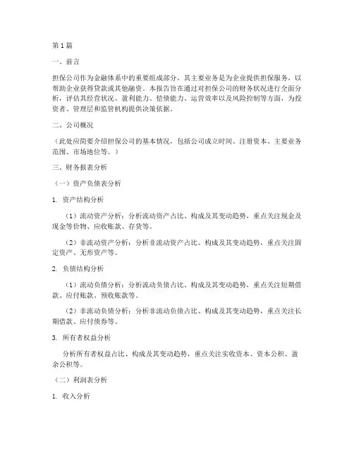 担保公司财务分析报告(3篇)