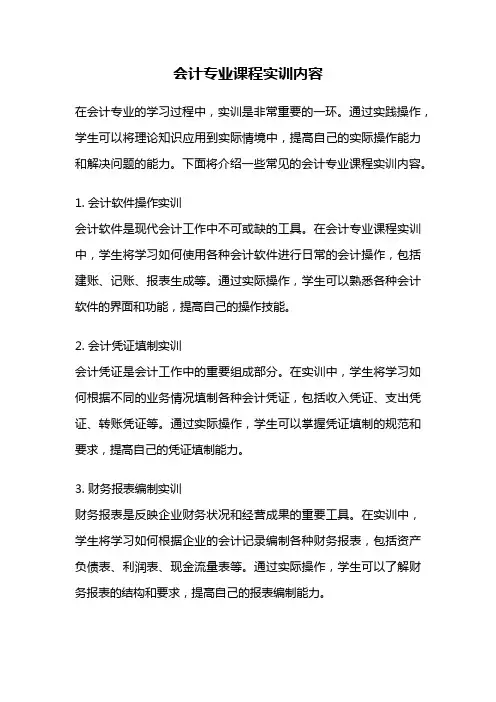 会计专业课程实训内容