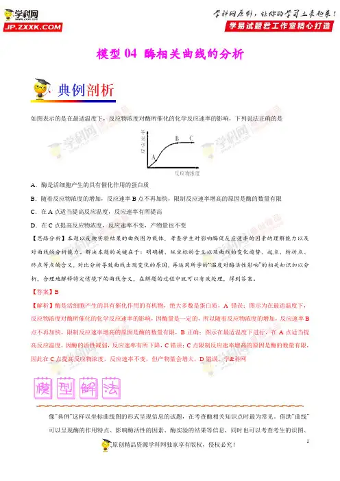 模型04 酶相关曲线的分析-备战高考生物之模型解题法(解析版)