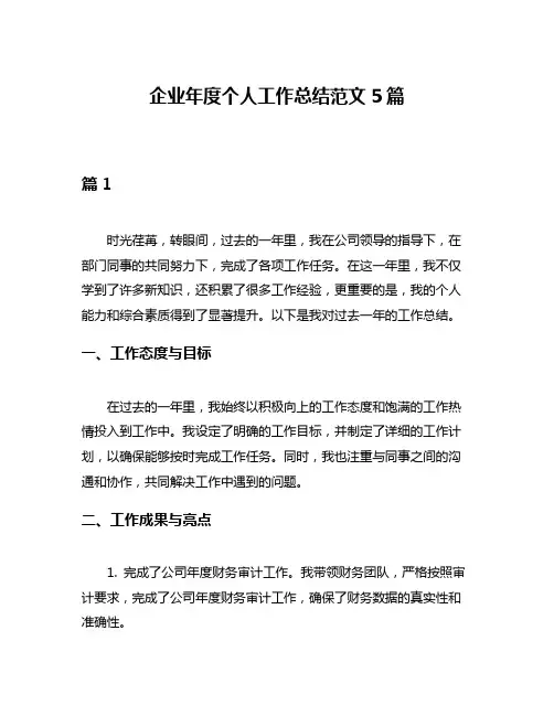 企业年度个人工作总结范文5篇