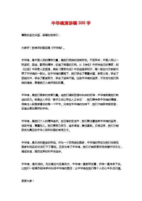 中华魂演讲稿300字