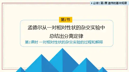一对相对性状的杂交实验的过程和解释课件高一下学期浙科版生物必修2
