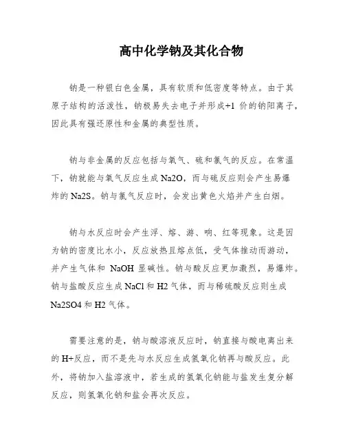 高中化学钠及其化合物