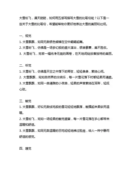 怎么用五感写描写大雪的比喻句