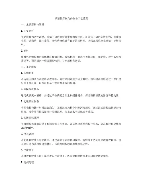 酒溶性颗粒剂的制备工艺流程