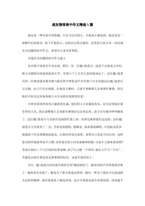 战友情深高中作文精选5篇