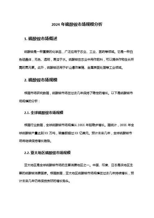 2024年硫酸铵市场规模分析