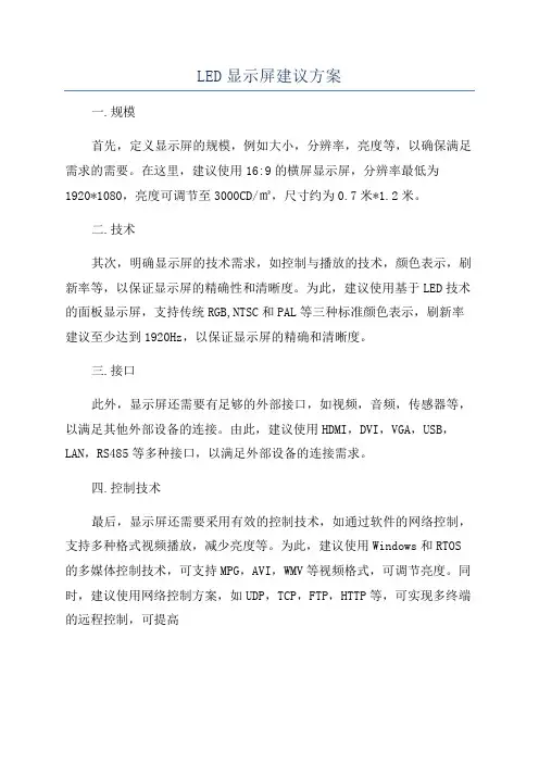 LED显示屏建议方案