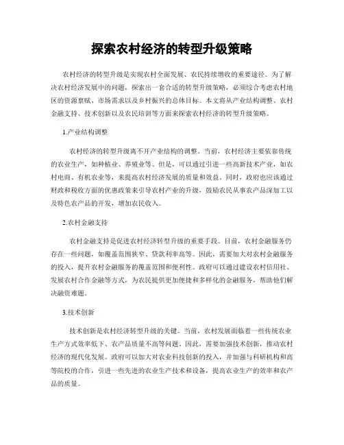 探索农村经济的转型升级策略