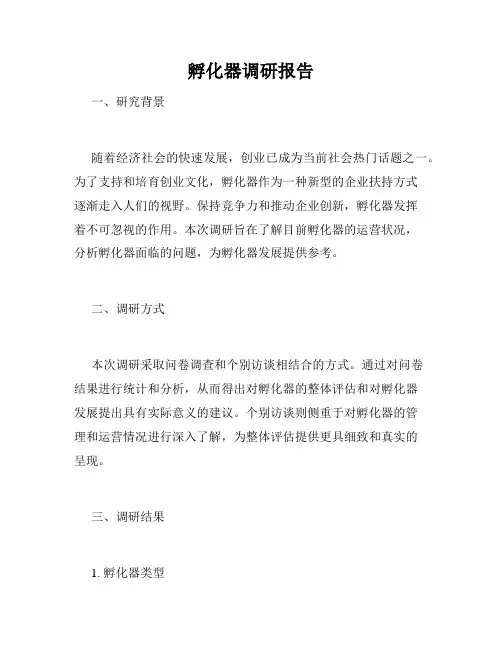 孵化器调研报告