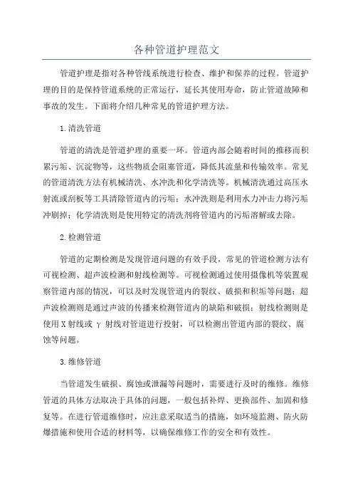 各种管道护理范文