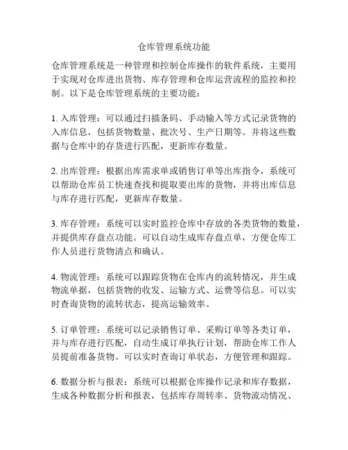 仓库管理系统功能