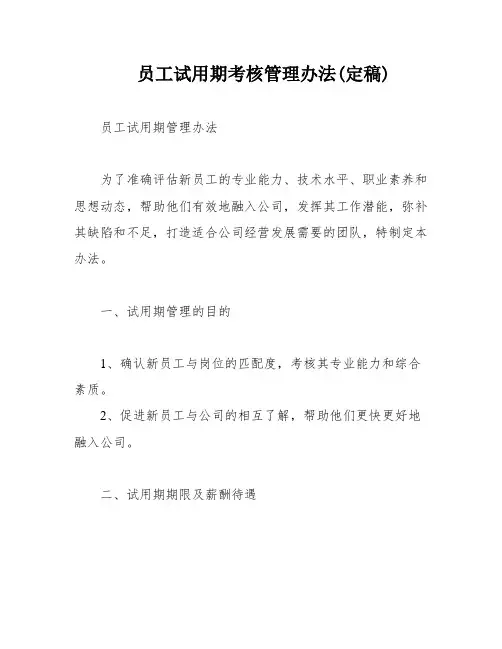 员工试用期考核管理办法(定稿)