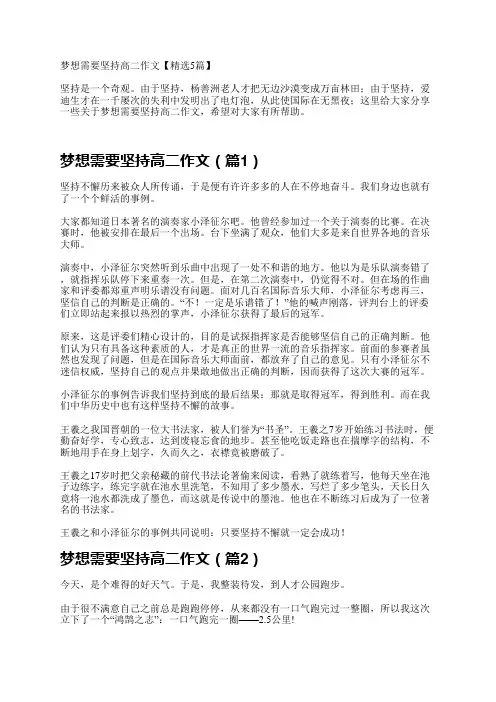 梦想需要坚持高二作文【精选5篇】