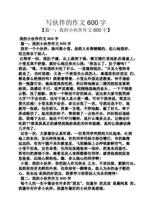 伙伴作文之写伙伴的作文600字