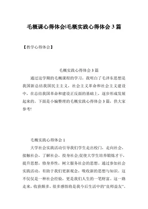 毛概课心得体会-毛概实践心得体会3篇