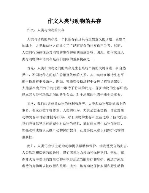 作文人类与动物的共存