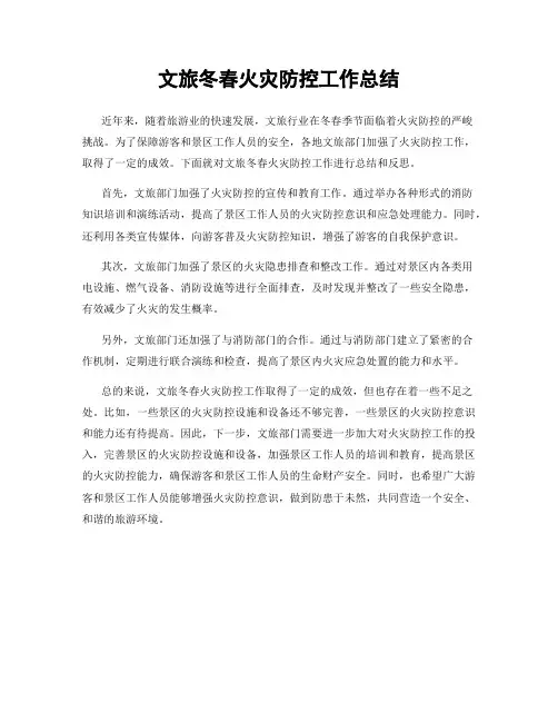 文旅冬春火灾防控工作总结