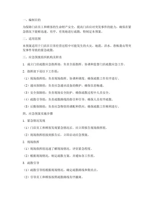 门店疏散应急预案