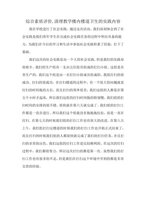 综合素质评价,清理教学楼内楼道卫生的实践内容