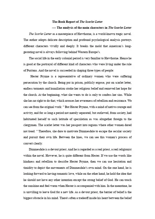 The Book Report of The Scarlet Letter(红字读书报告)