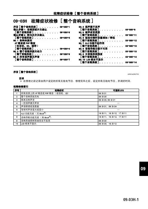 2009款马自达M6睿翼车载音响系统故障症状检修