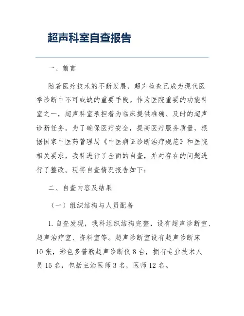 超声科室自查报告