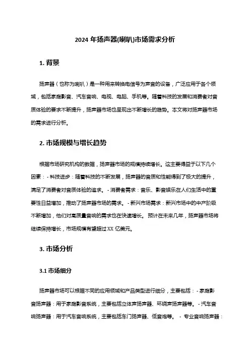 2024年扬声器(喇叭)市场需求分析