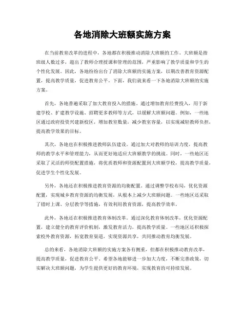 各地消除大班额实施方案