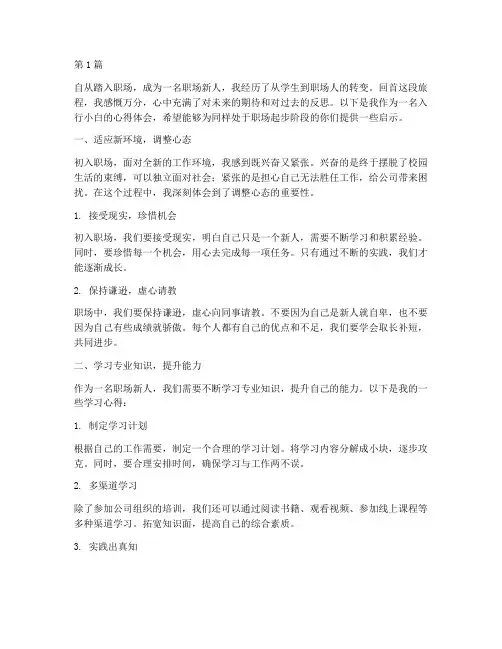 入行小白感悟心得体会(3篇)