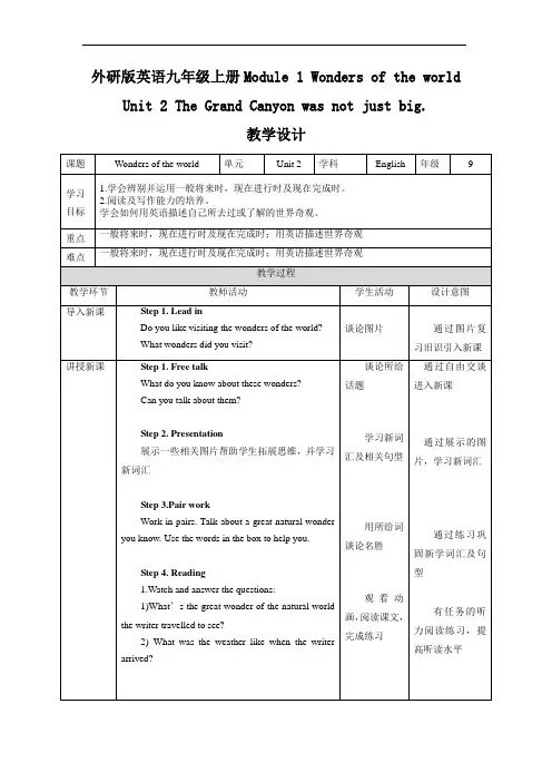 外研版九级英语上册教案Module1Unit2