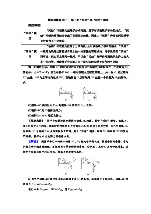 0衡水中学物理最经典-物理建模系列(三) 绳上的“死结”和“活结”模型