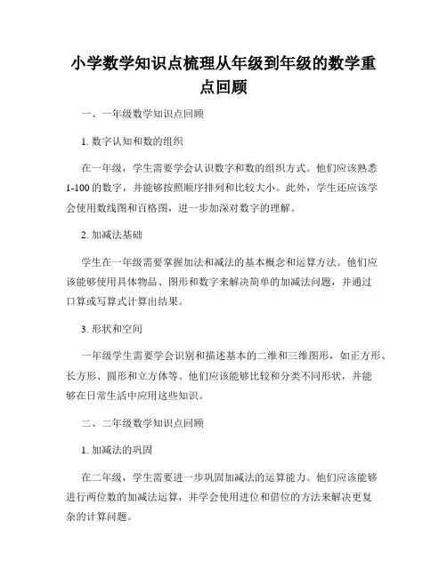 小学数学知识点梳理从年级到年级的数学重点回顾